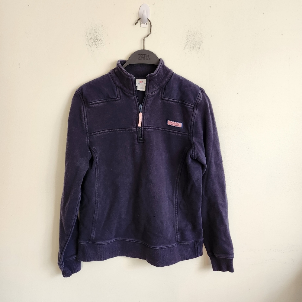 Vineyard Vines Women’s quarter zip French cotton terry pullover in navy size S.